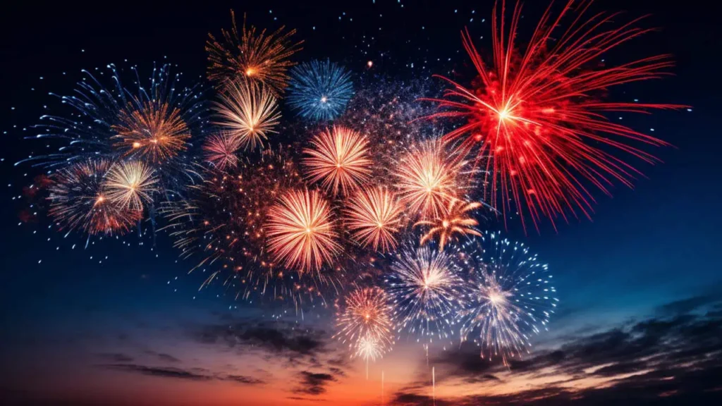 Fourth of July fireworks light up the night sky