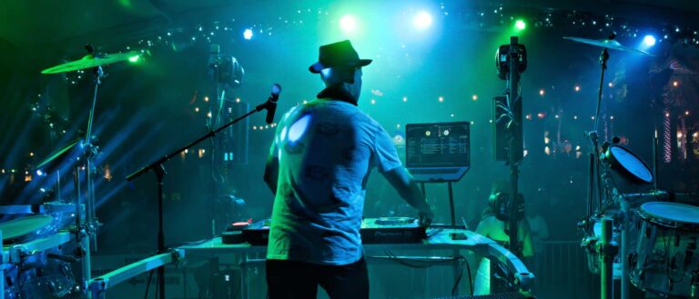 Live DJ performing at the Promenade at Sunset Walk