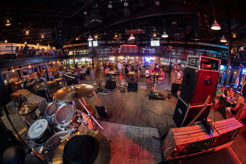 View from the stage at The Wharf at Sunset Walk restaurant